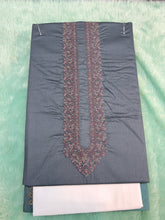 AL-KABIR Pakistani Style Kashmiri Work Dark Blue Grey Full Kurta Pyjama - DN02