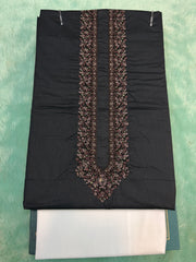 AL-KABIR Pakistani Style Kashmiri Work Black Full Kurta Pyjama - DN02