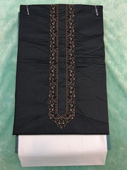 AL-KABIR Pakistani Style Kashmiri Work Black Full Kurta Pyjama - DN03