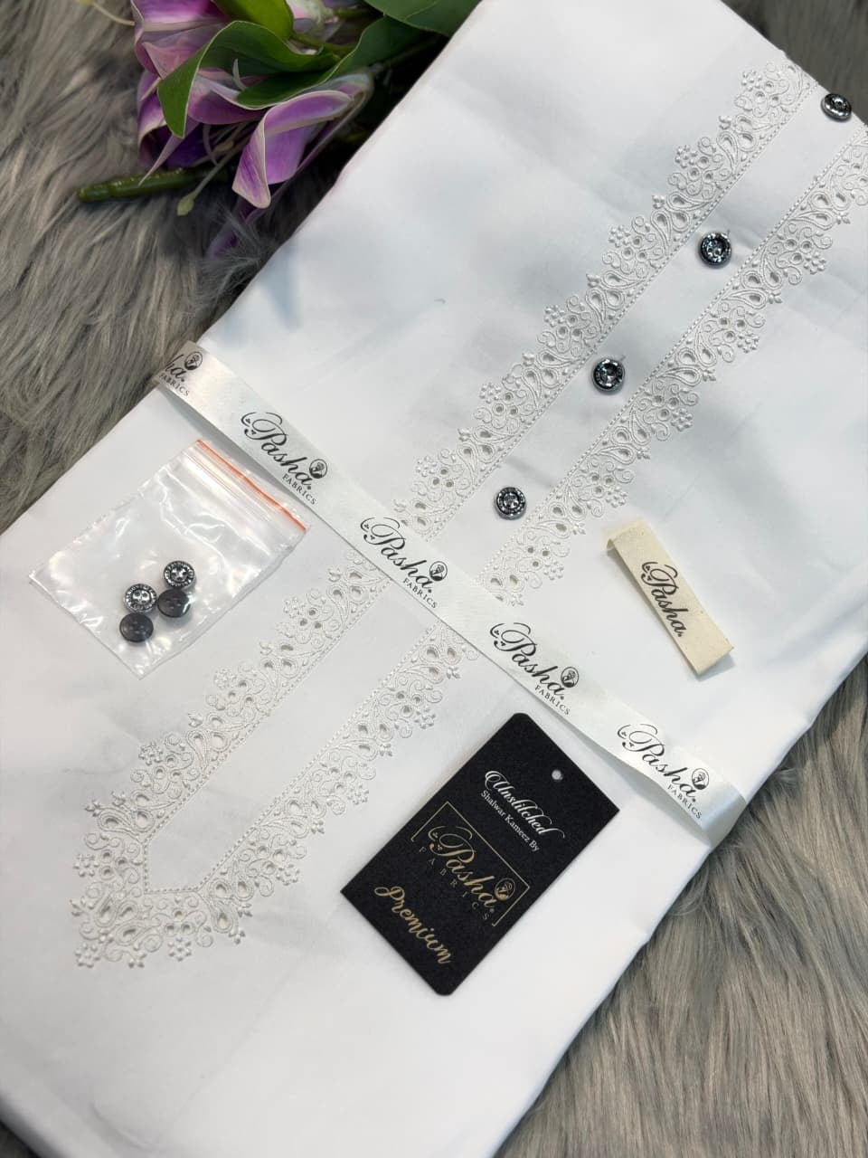 Original Pasha White on White Embroidery D002