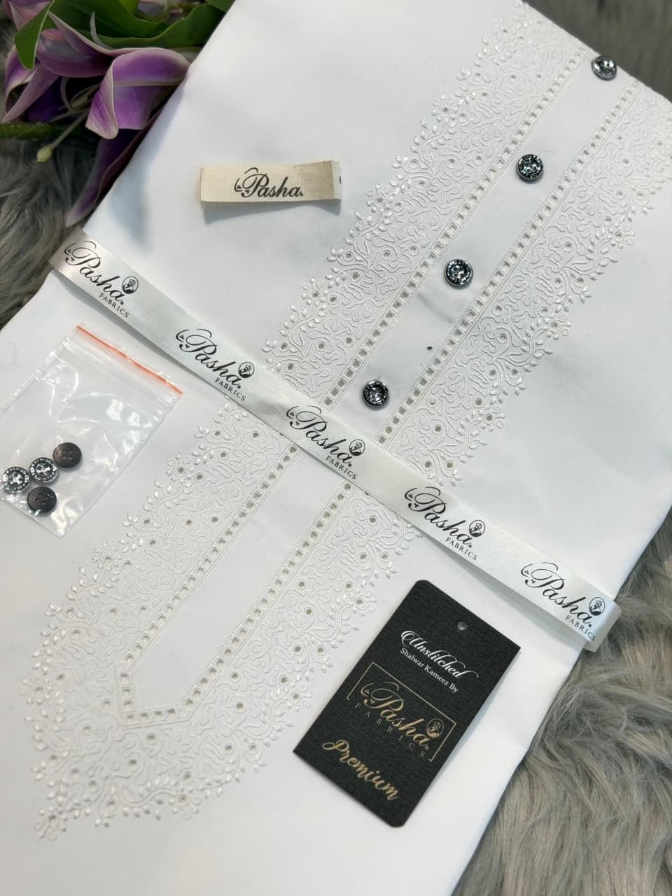 Original Pasha White on White Embroidery D007