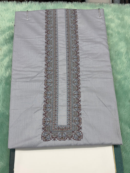 AL-KABIR Pakistani Style Kashmiri Work Light Sky Blue Full Kurta Pyjama - DN05