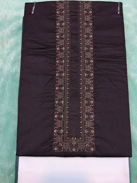 AL-KABIR Pakistani Style Kashmiri Work Wine Colour Full Kurta Pyjama - DN05
