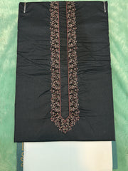 AL-KABIR Pakistani Style Kashmiri Work Black Full Kurta Pyjama - DN01