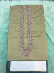 AL-KABIR Pakistani Style Kashmiri Work Basic Green Full Kurta Pyjama - DN02