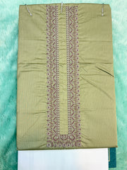 AL-KABIR Pakistani Style Kashmiri Work Olive Green Full Kurta Pyjama - DN04