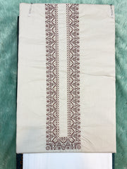 AL-KABIR Pakistani Style Kashmiri Work Cream Full Kurta Pyjama - DN04