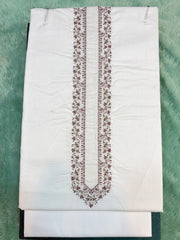AL-KABIR Pakistani Style Kashmiri Work Off White Full Kurta Pyjama - DN03