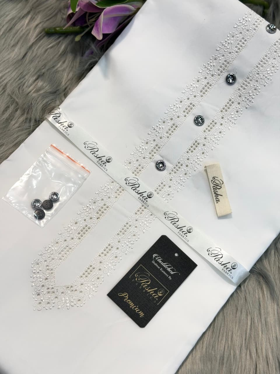 Original Pasha White on White Embroidery D001